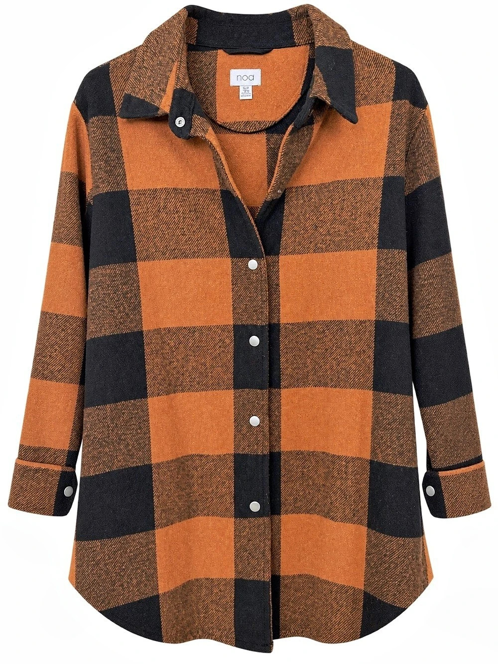NOA Women’s Small Rust Black Buffalo Plaid Shacket Snap Front